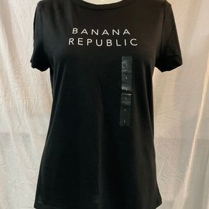 NWT Banana Republic black white logo tee Cotton/modal